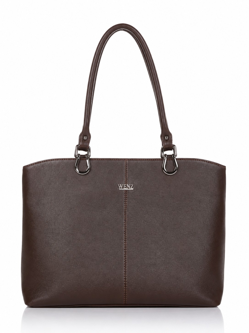 WENZ Dark Brown Vegan Leather Tote Bag for Women